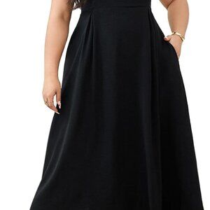 Plus Size Women's Maxi Dress with Pockets V-Neck Sleeveless for Formal Events